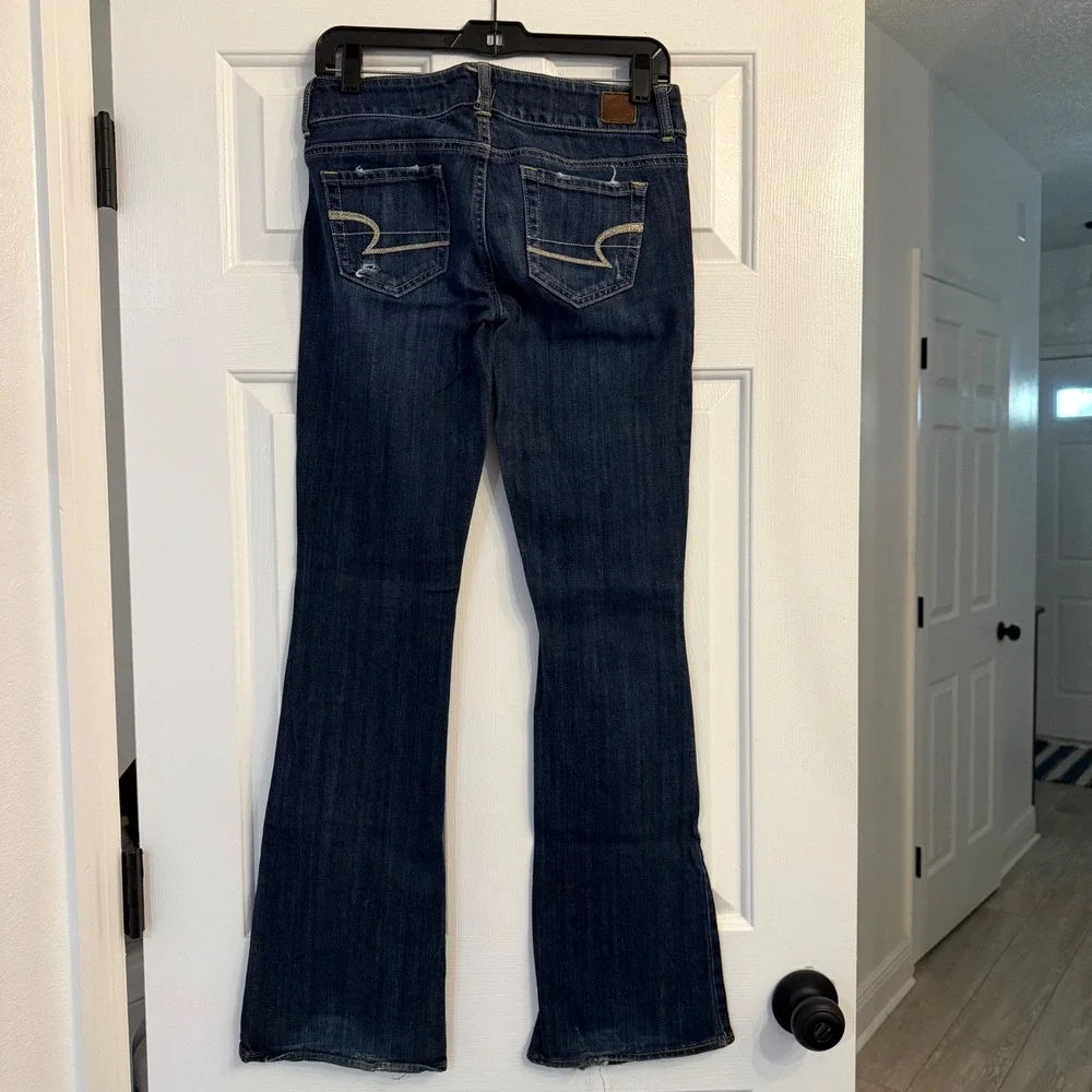 RARE Y2K American Eagle Artist Jeans Dark Wash Low Rise Distressed Vintage AEO 2